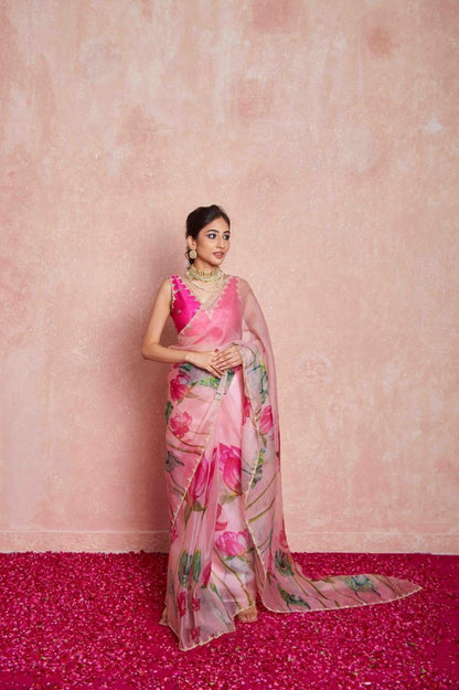 Floral Tabby Organza Silk Saree