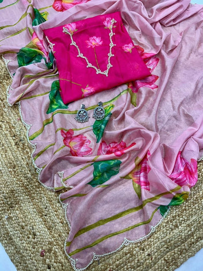 Floral Tabby Organza Silk Saree