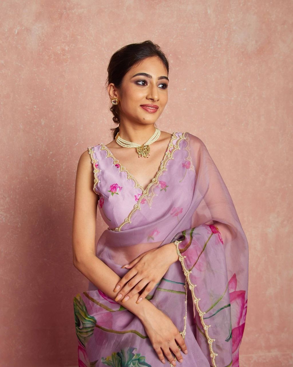 Floral Tabby Organza Silk Saree