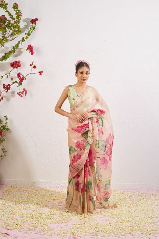 Floral Tabby Organza Silk Saree