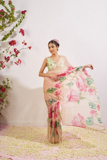 Floral Tabby Organza Silk Saree