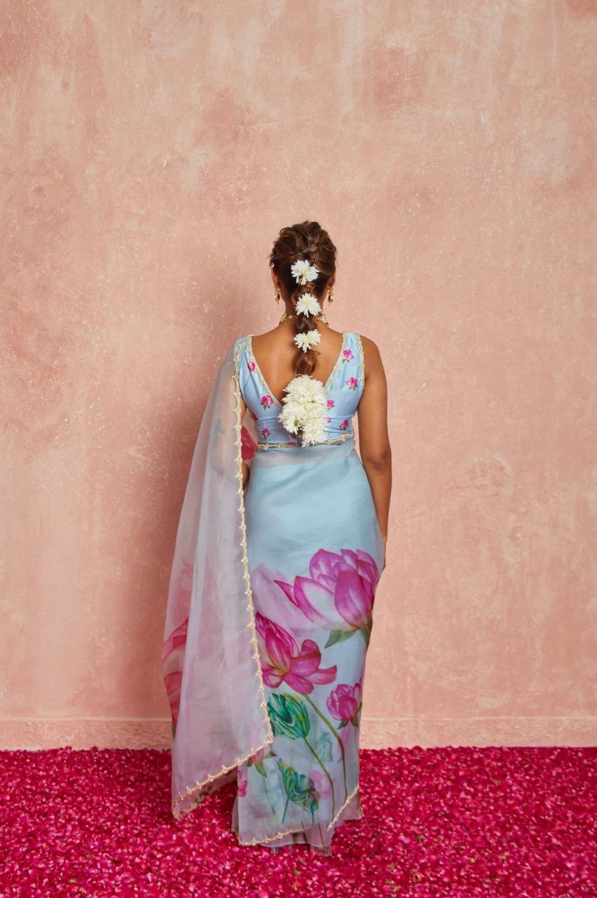 Floral Tabby Organza Silk Saree