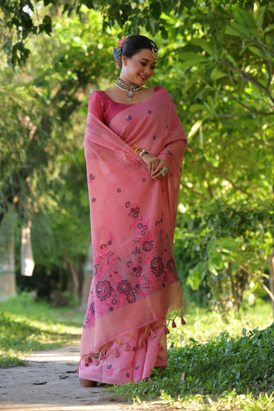 Floral Traditional Muga Cotton Saree