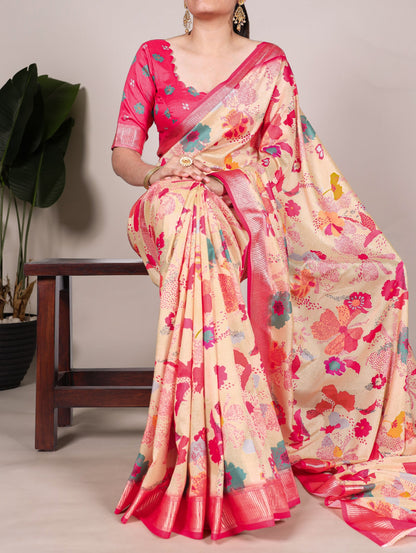 Floral Traditional Tussar Silk Saree