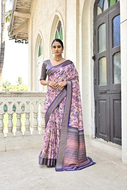 Florent Print Bhagalpuri Silk Saree
