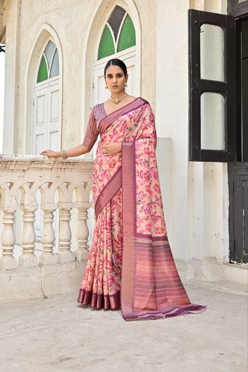 Florent Print Bhagalpuri Silk Saree