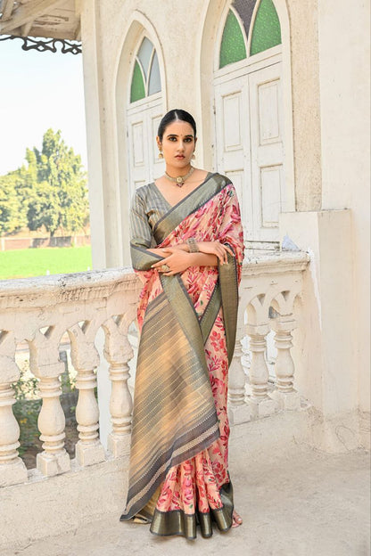 Florent Print Bhagalpuri Silk Saree