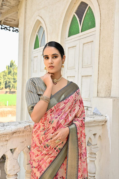 Florent Print Bhagalpuri Silk Saree