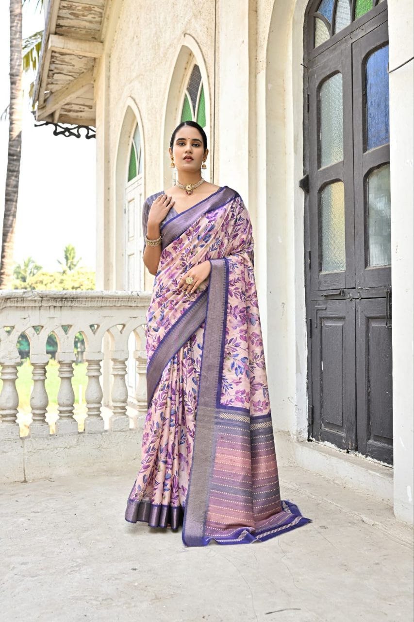 Florent Print Bhagalpuri Silk Saree