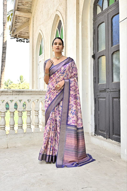 Florent Print Bhagalpuri Silk Saree