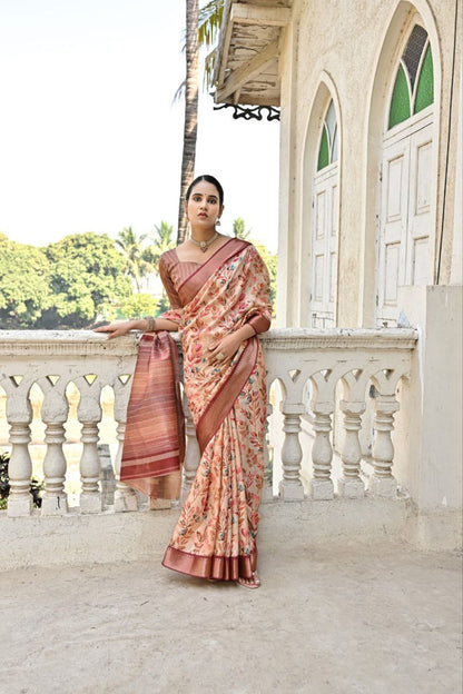 Florent Print Bhagalpuri Silk Saree