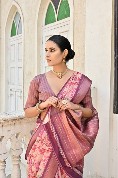 Florent Print Bhagalpuri Silk Saree