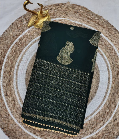 Mehenadi Green Foil Worked Georgette Saree