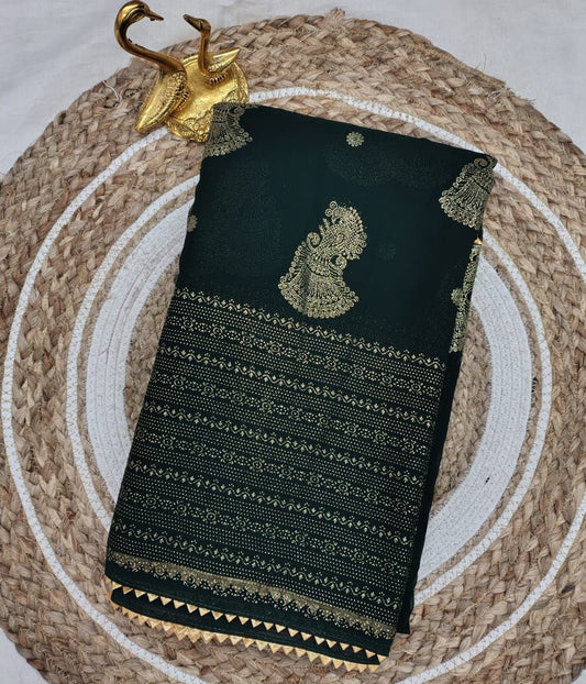 Mehenadi Green Foil Worked Georgette Saree