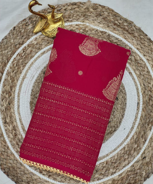 Rani Pink Foil Worked Georgette Saree