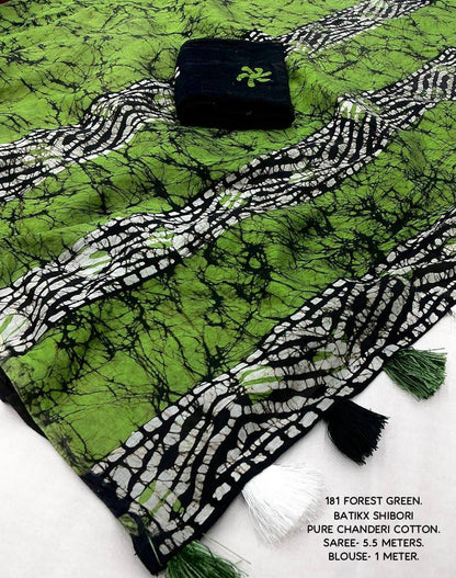 Forest Green Chanderi Cotton Saree
