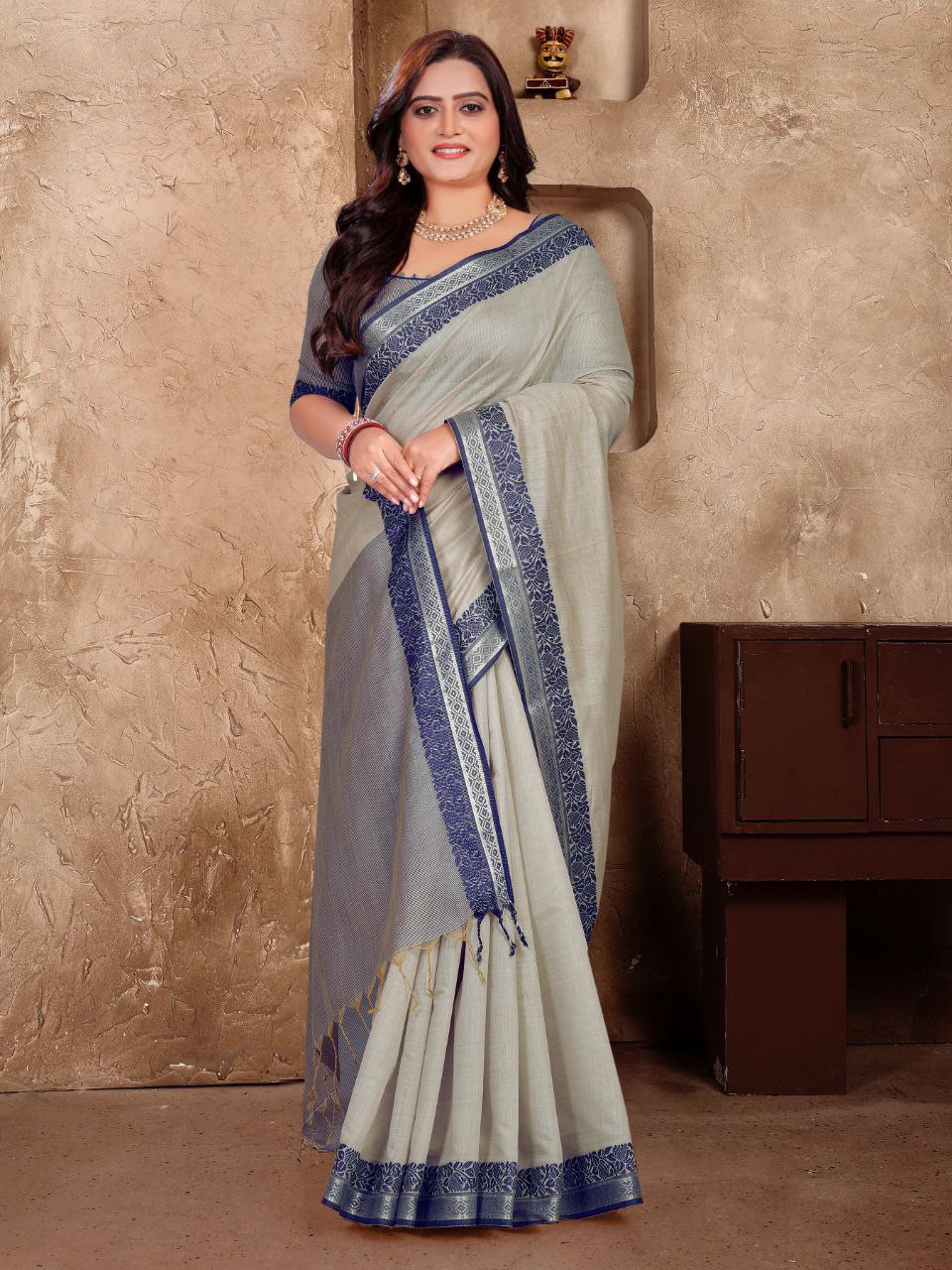 Formal Wear Linen Soft Silk Saree