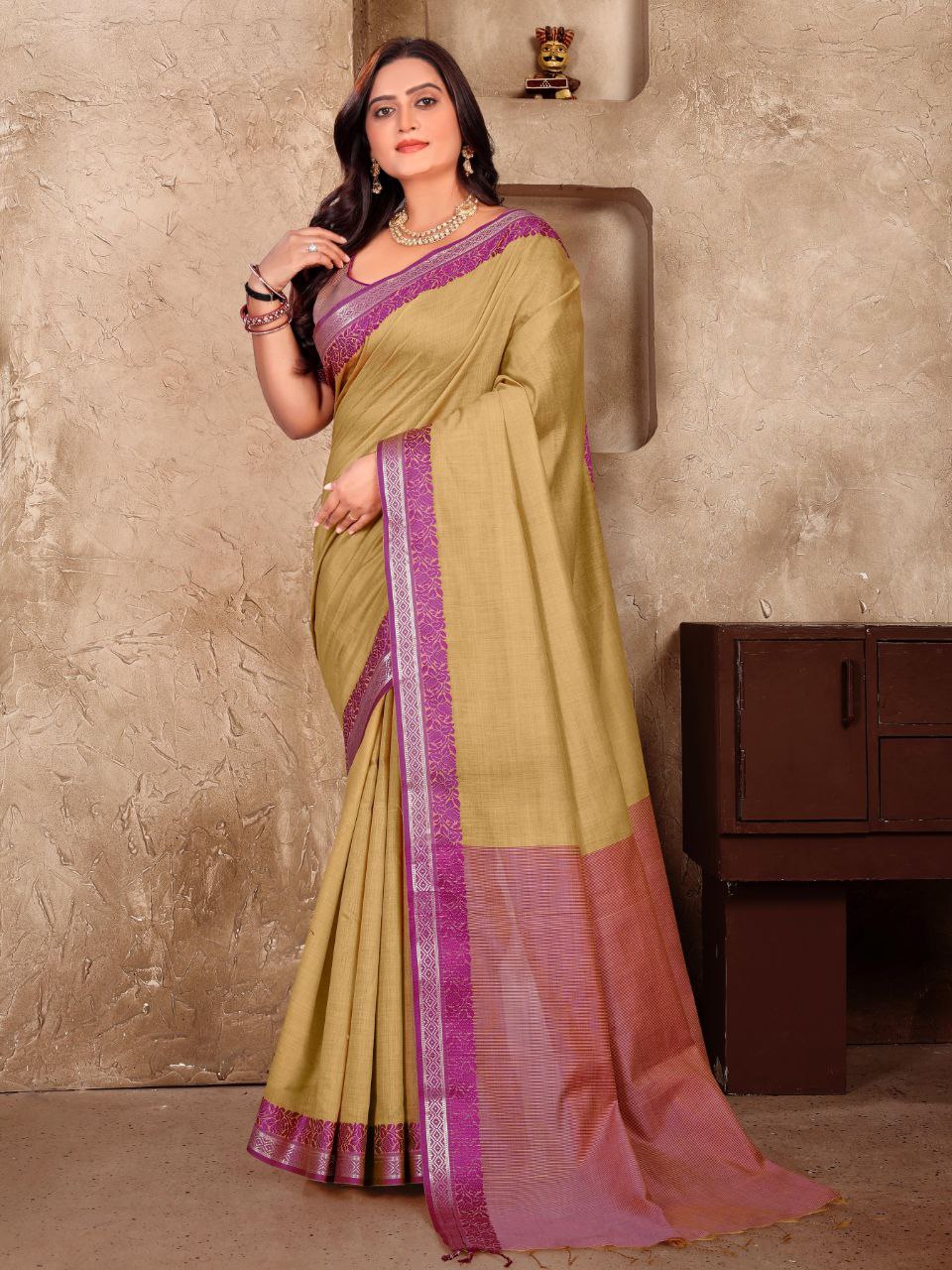 Formal Wear Linen Soft Silk Saree
