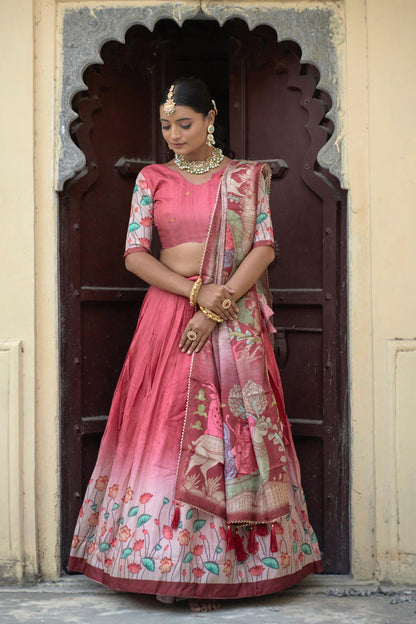 Gajri Traditional Manipuri Silk Lehenga Choli