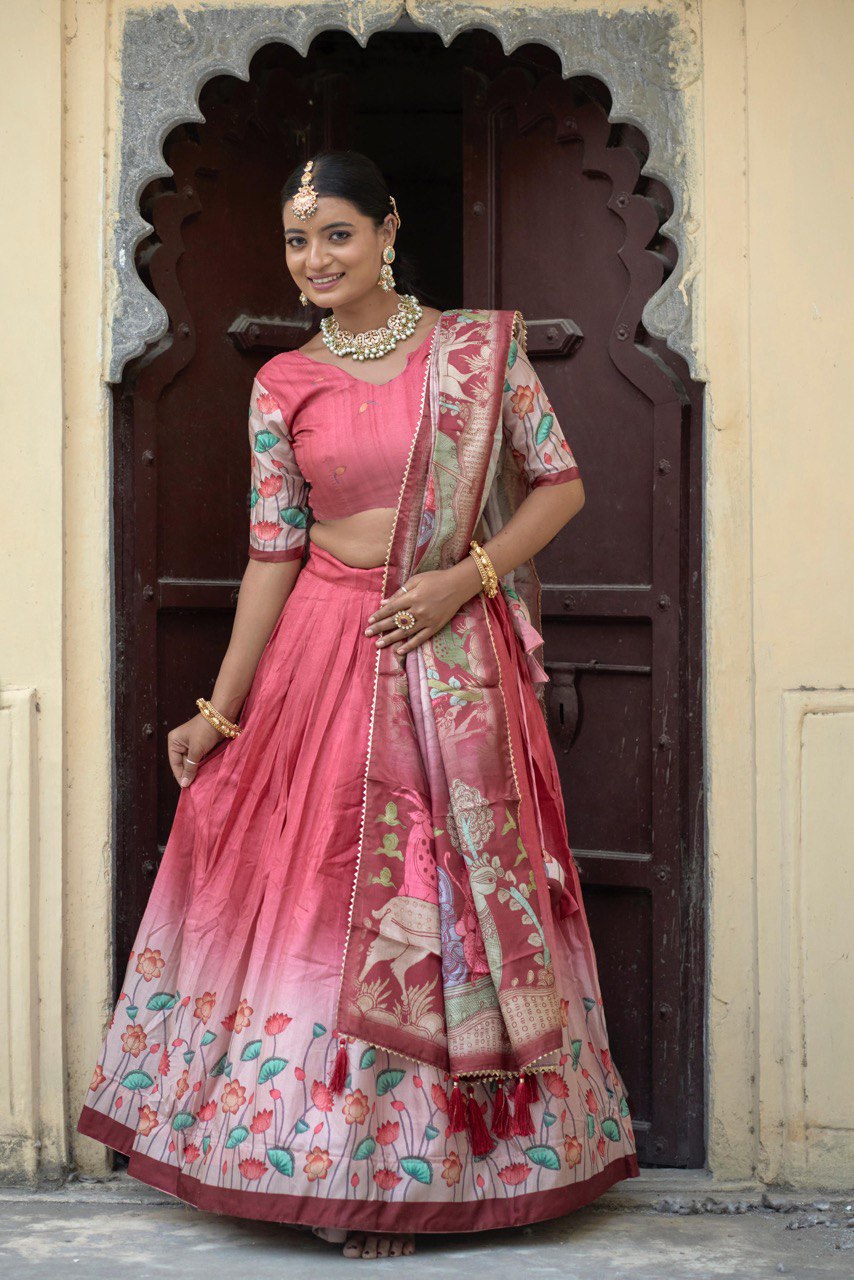 Gajri Traditional Manipuri Silk Lehenga Choli