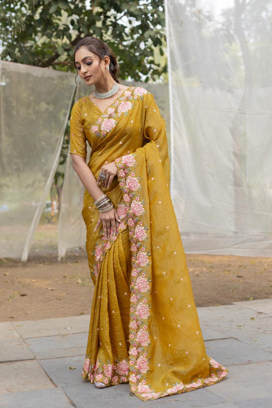Gold Crush Silk Saree