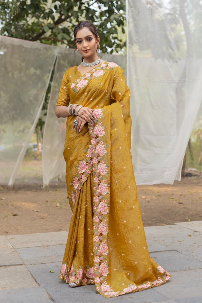 Gold Crush Silk Saree