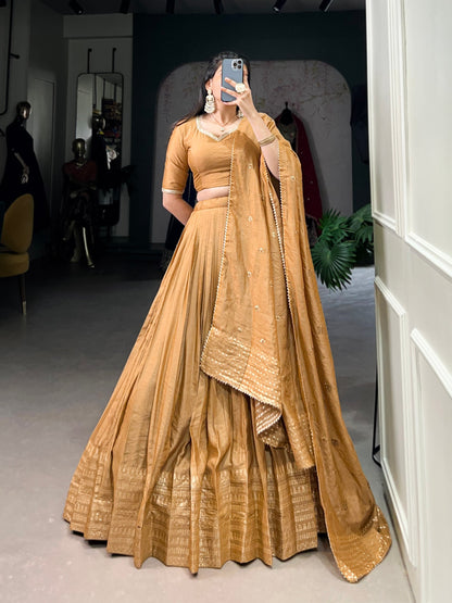 Gold Traditional Chanderi Lehenga