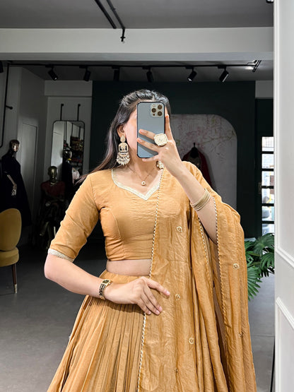 Gold Traditional Chanderi Lehenga