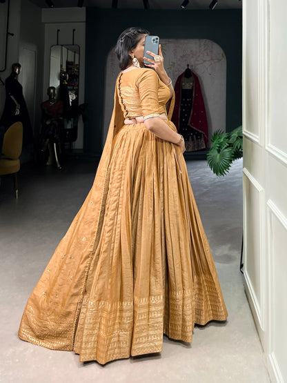 Gold Traditional Chanderi Lehenga