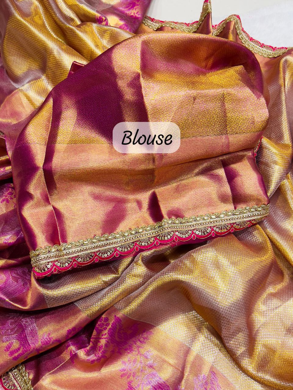 Golden Banarasi Handloom Tissue Silk Saree