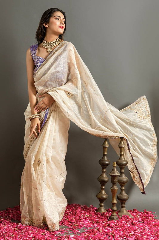 Golden Bollywood Jimmy Choo Silk Saree | Replica Design