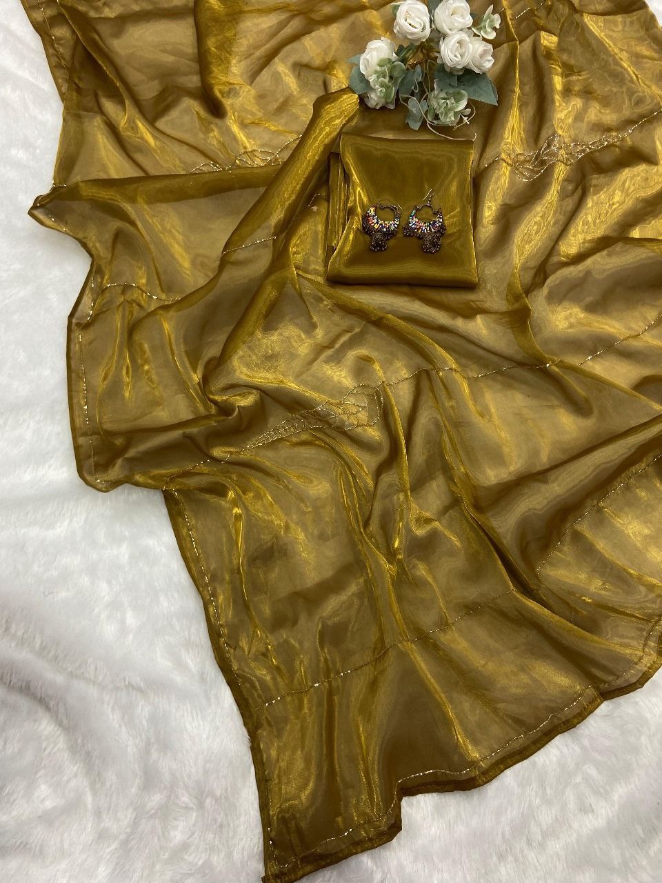 Golden Designer Jimmy Choo Saree