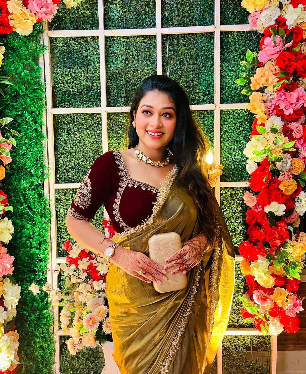 Golden Jimmy Choo Tissue Silk Saree