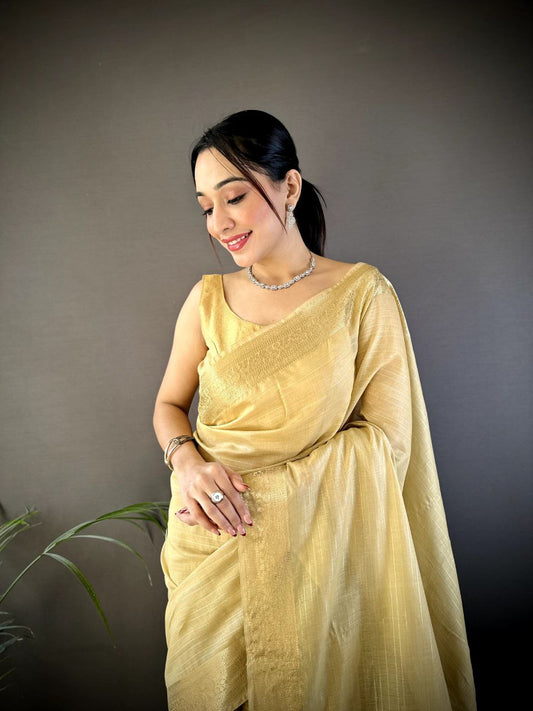 Golden Traditional Cotton Saree