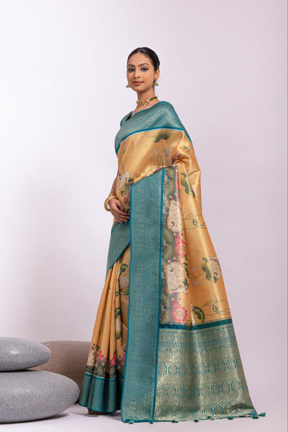 Golden Yellow Wedding Wear Kanjivaram Silk Saree