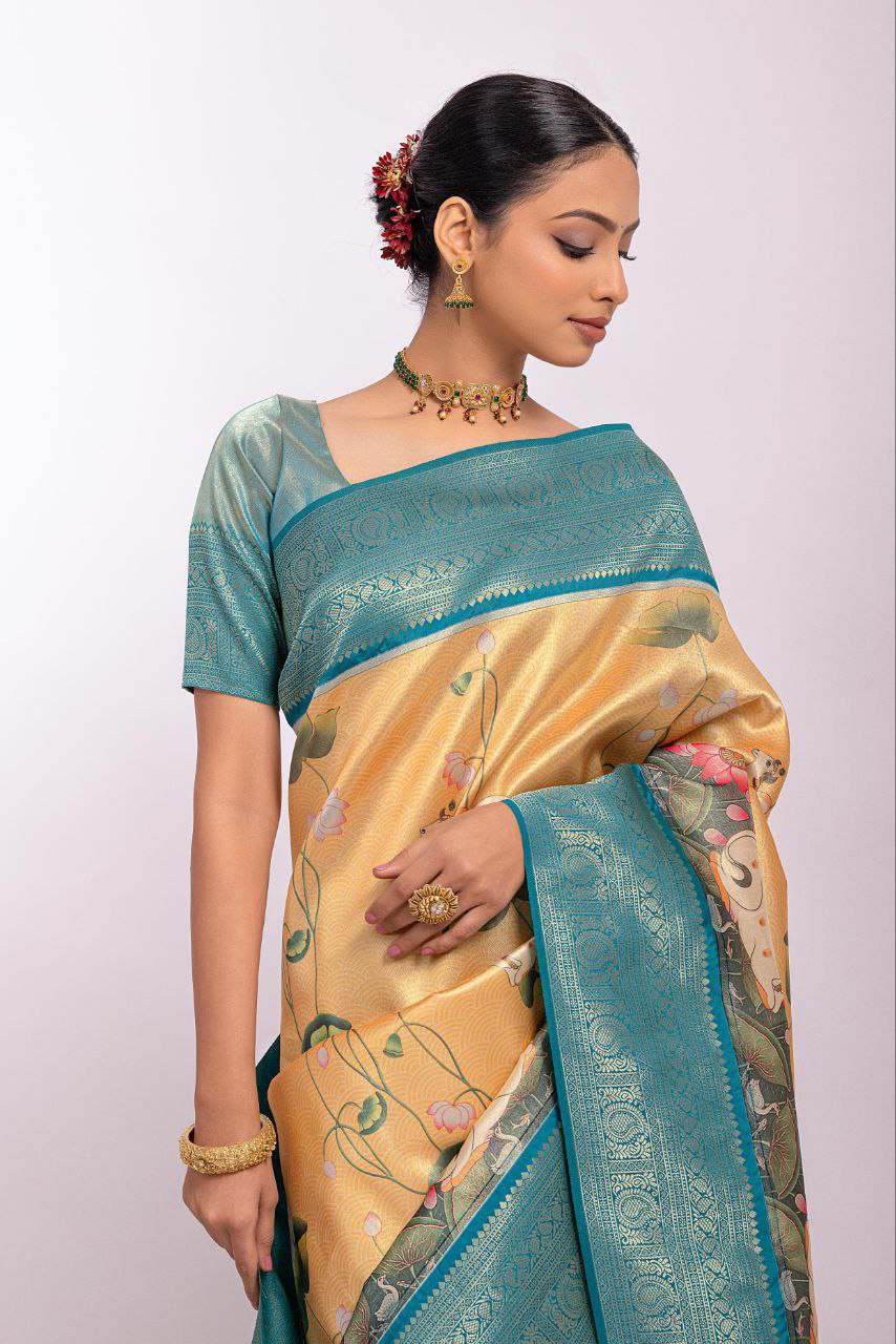 Golden Yellow Wedding Wear Kanjivaram Silk Saree