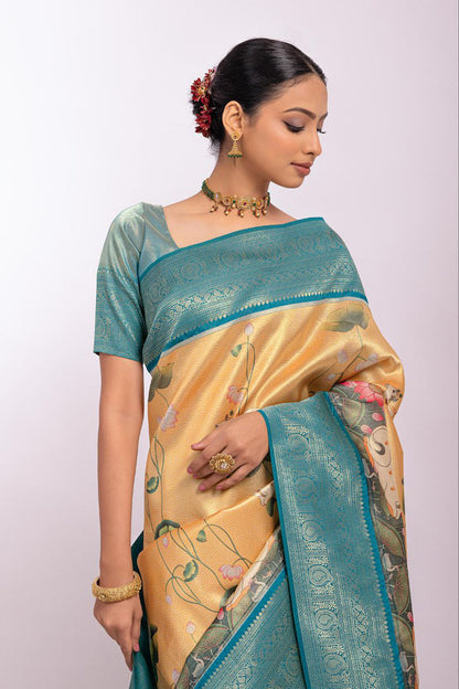 Golden Yellow Wedding Wear Kanjivaram Silk Saree