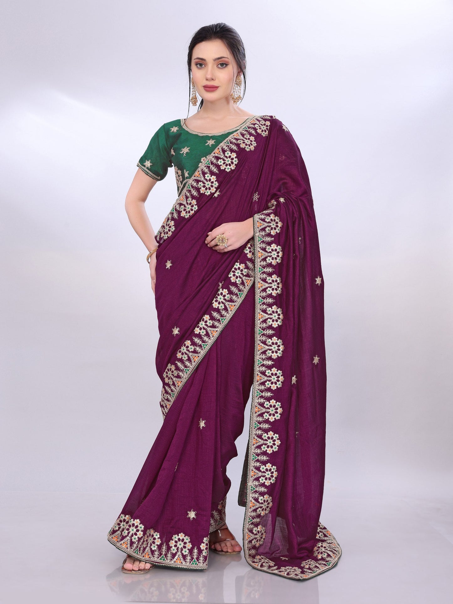 Grape Purple Two Tone Soft Silk Saree