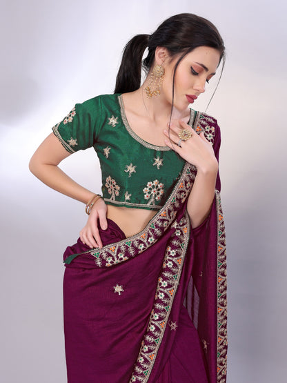 Grape Purple Two Tone Soft Silk Saree