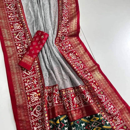 Gray Chikankari Work Georgette Saree For Wedding