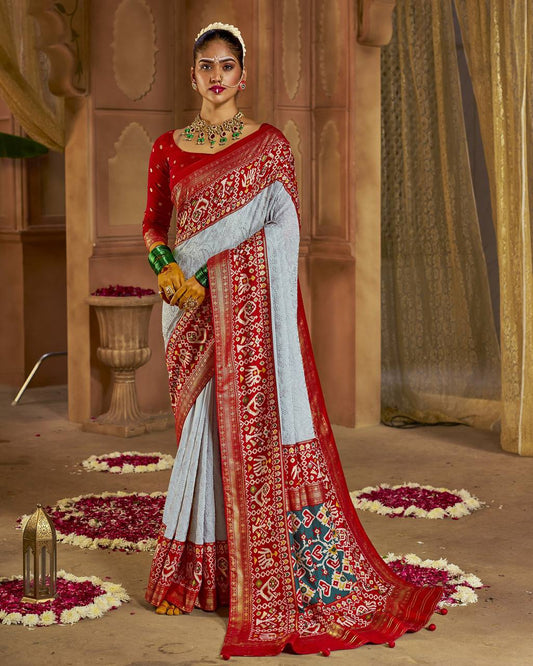 Gray Chikankari Work Georgette Saree For Wedding