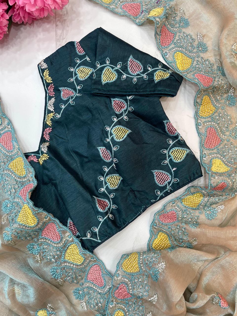 Gray Designer Fandy Chiffon Two Tone Saree