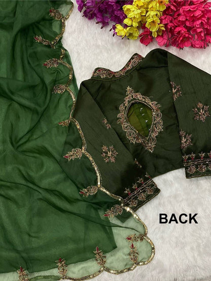 Green Designer Organza Saree