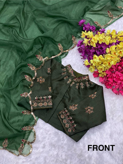Green Designer Organza Saree