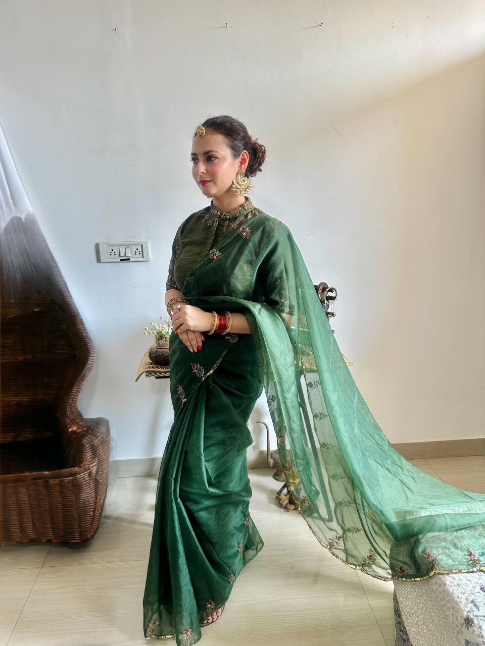 Green Designer Organza Saree
