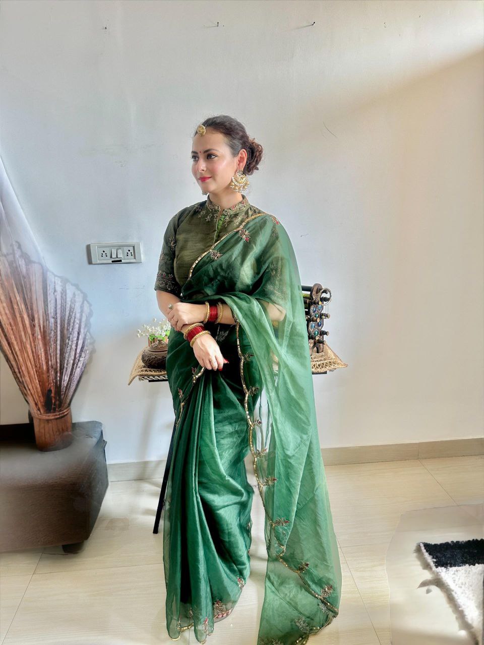Green Designer Organza Saree