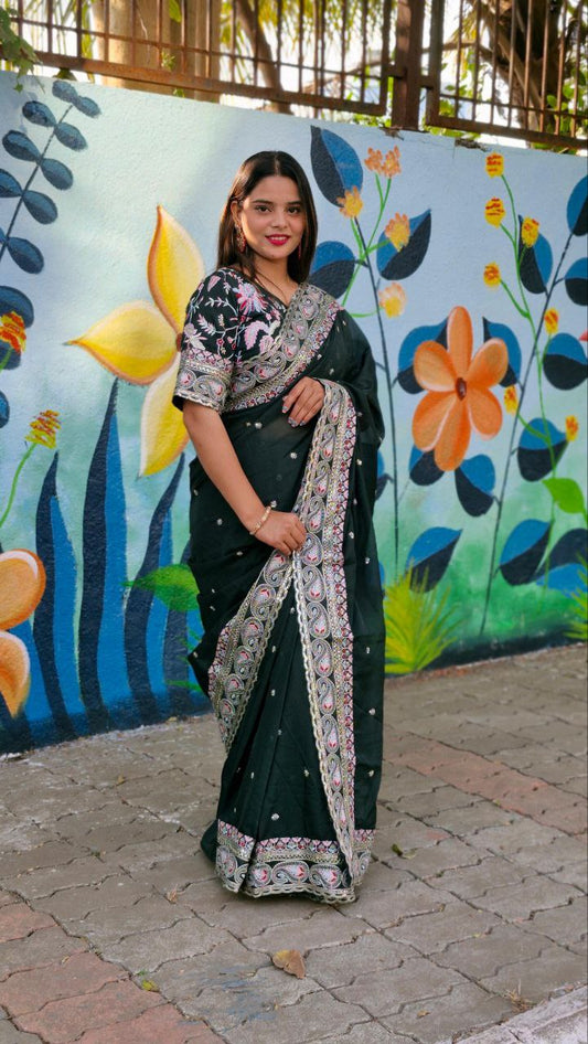 Green Designer Organza Silk Saree