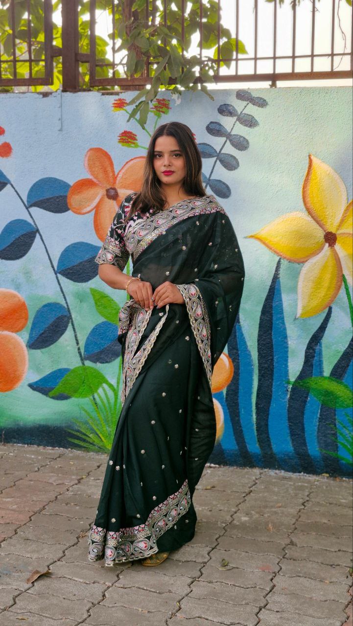 Green Designer Organza Silk Saree