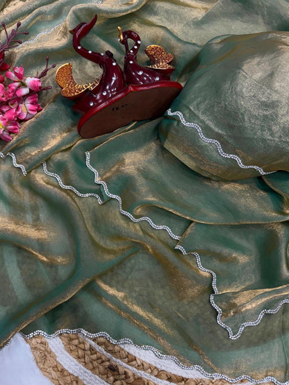 Green Designer Party Wear Space Silk Saree