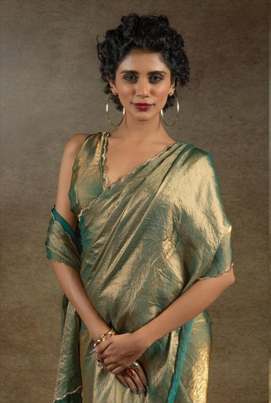 Green Designer Party Wear Space Silk Saree